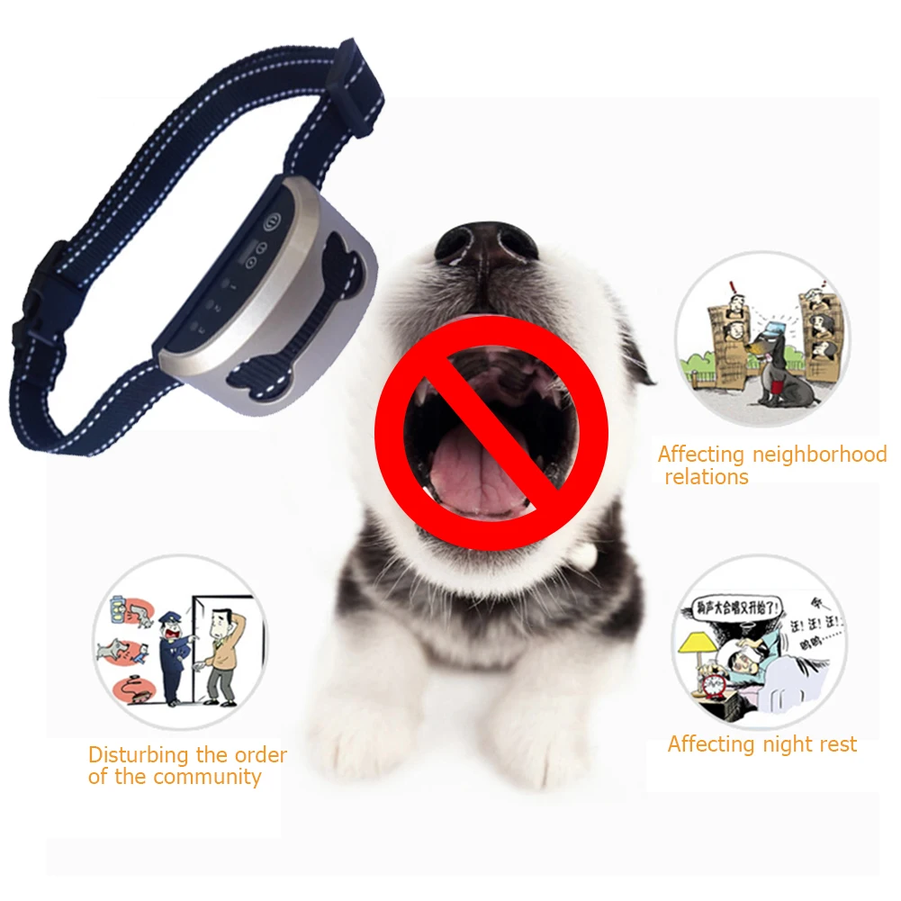 Pet Dog Rechargeable Anti Bark Control Collar training Waterproof Stop Barking Dog Waterproof Ultrasonic Training No 3