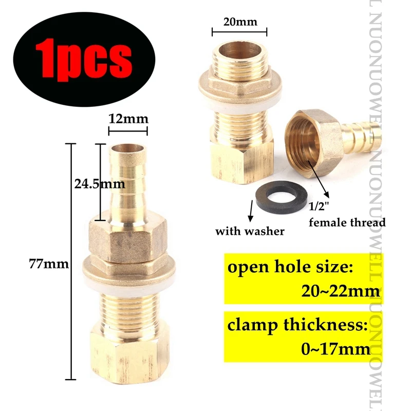 1pcs 1/2" Thread Fish Tank Adapter And Pagoda Connector Swivel Fitting Water Tank Copper Adapter Irrigation Water Hose Connector 