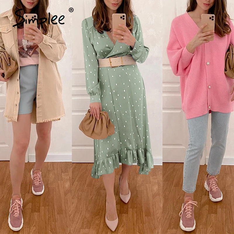 Women's Elegant Flare Sleeved Wrap Dress