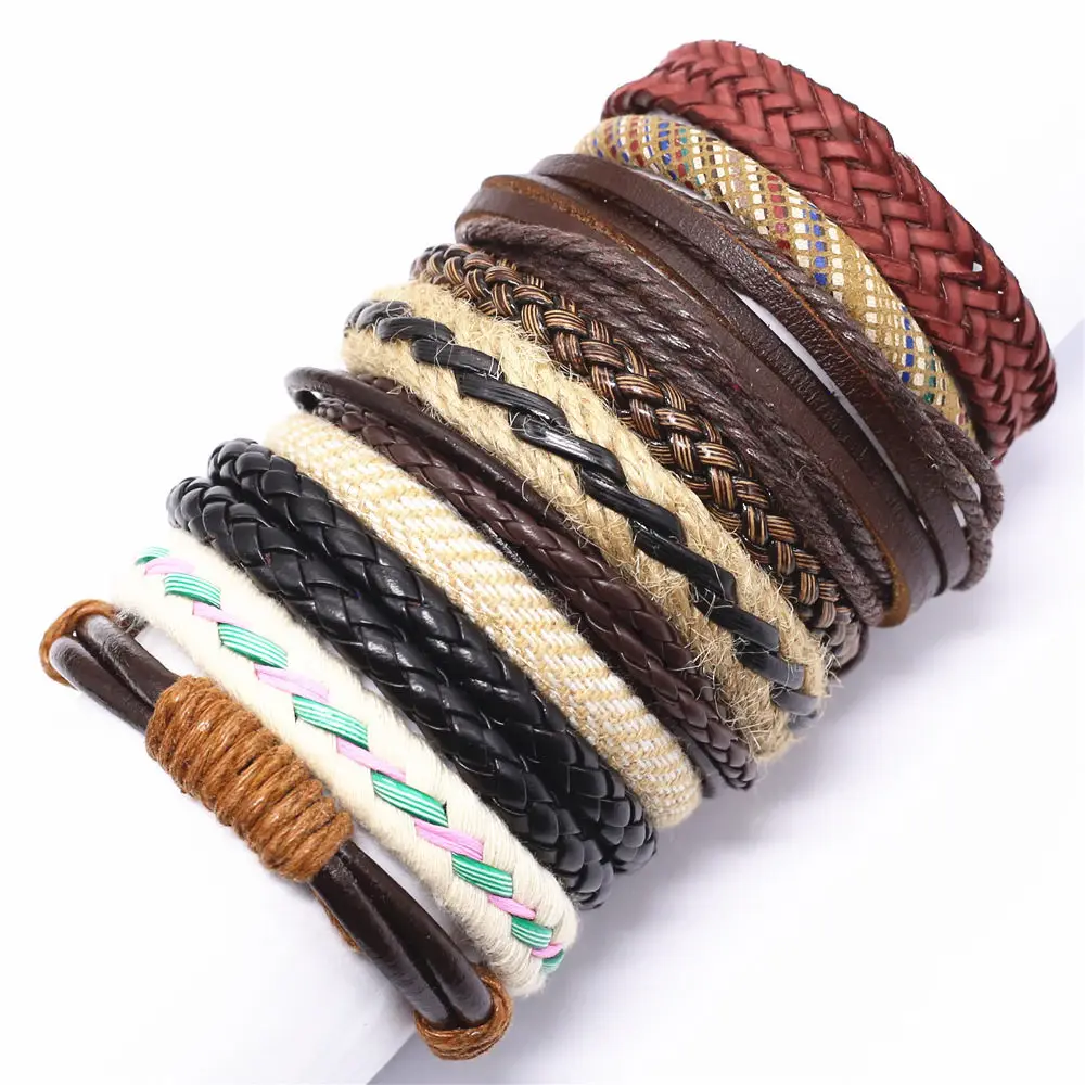 Punk Bohemia Leather Bracelet Men Homme Weave Wrap Bracelets for Women Jewellery Accesorios Mujer Pulsera Erkek Bileklik Bijoux