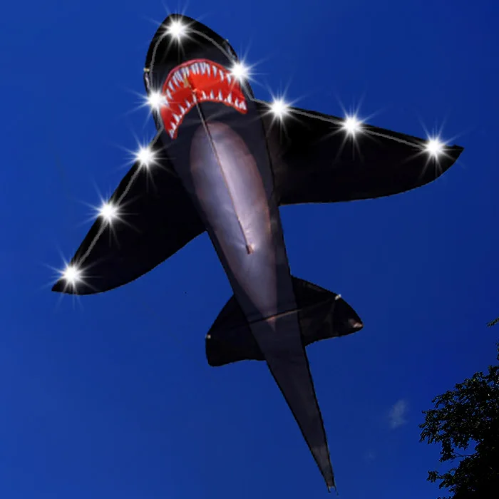 Large Shark LED Kite Animal Fish Kites Flying for Adults Children Outdoor Toys Beach Park Playing With Handle And Line 2
