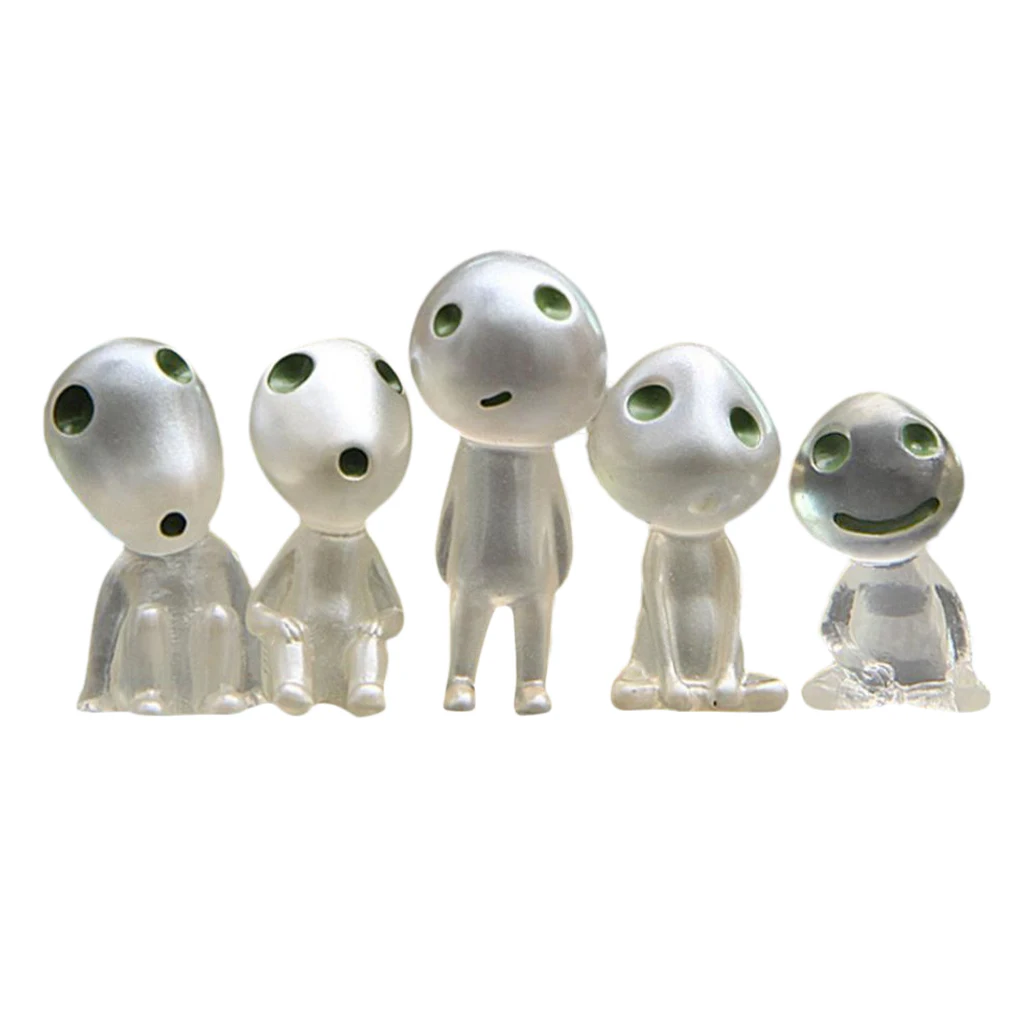 5 Pieces Mini Resin Luminous Tree Elves Cartoon Character Elf Toys Doll for Bonsai House Ornament Kids Gift Collection