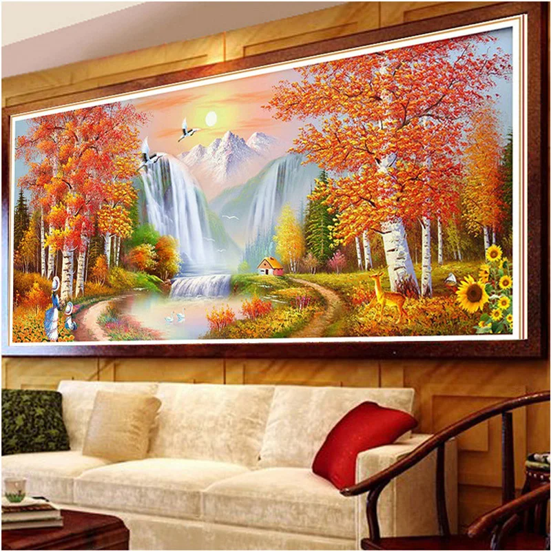 QIANZEHUI-DIY-Fortune-taking-gold-autumn-Embroidery-Round-Diamond-Full-rhinestone-Diamond-painting-cross-stitch-needlework (2)