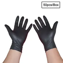 50 шт./1ot черные одноразовые нитриловые перчатки Ambidextrous водонепроницаемые маслостойкие для медицинского использования для промышленного использования перчатки для татуировки