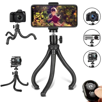 

Phone Tripod, Flexible Cell Phone Tripod Adjustable Camera Stand Holder With Wireless Remote Control And Universal Clip 360° Rot