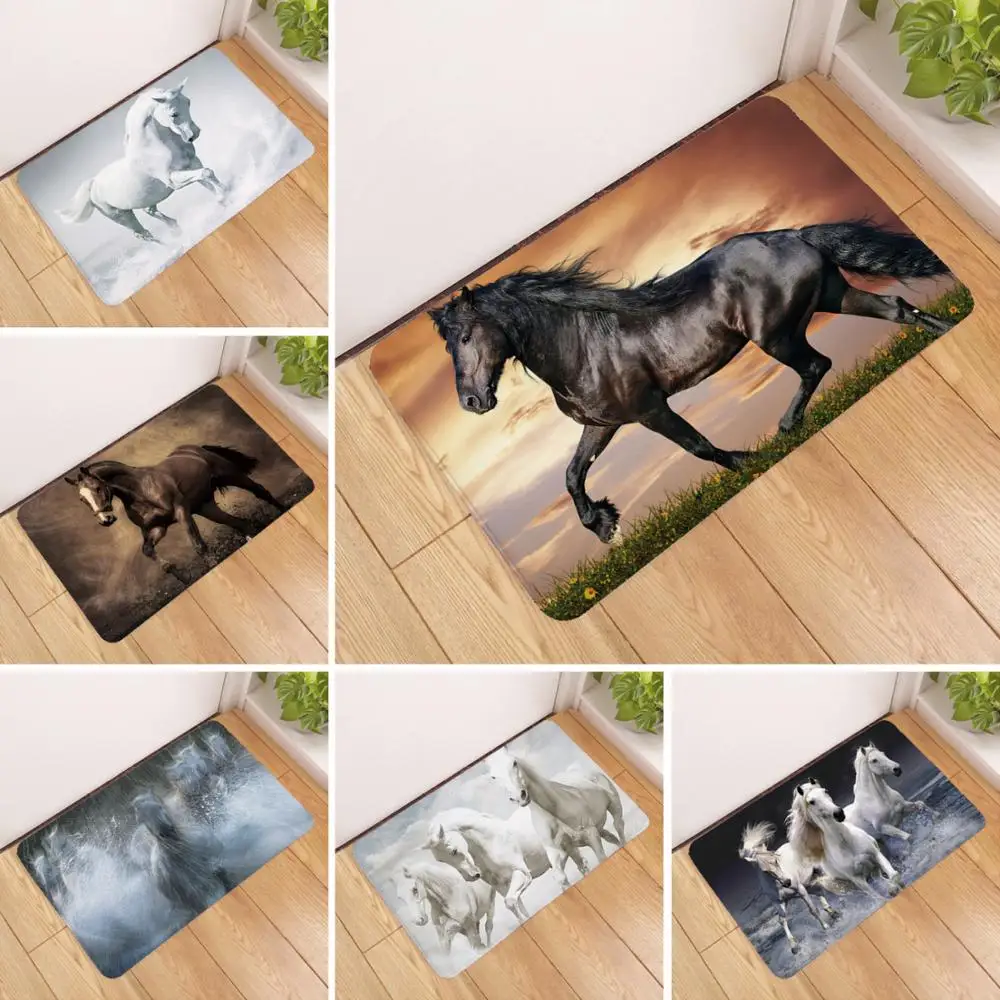 

Sholisa Anti Slip Floor Bath Mat 3D Printed Horse Water Absorption Bathroom Carpet Rug Living Room Toilet Door