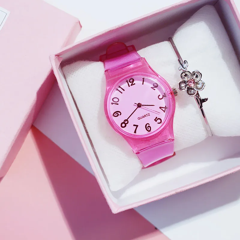 Kids Watches Lovely Pure Color Silicone Rubber Transparent Strap Boys Watch Girls Wrist clock relogio montre enfant | Наручные часы