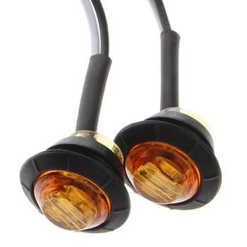 

2X Mini Amber 3/4" Round Side 3 LED Marker Trailer Car Bullet Light Waterproof