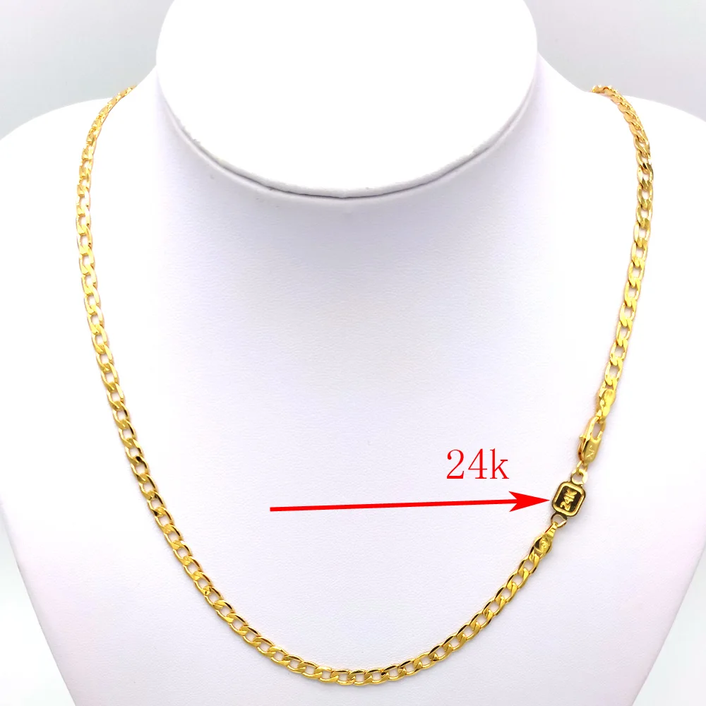 Цепочка Женская со штемпером 24 k из каратного золота GF 20 дюймов 50 х4 мм | Украшения