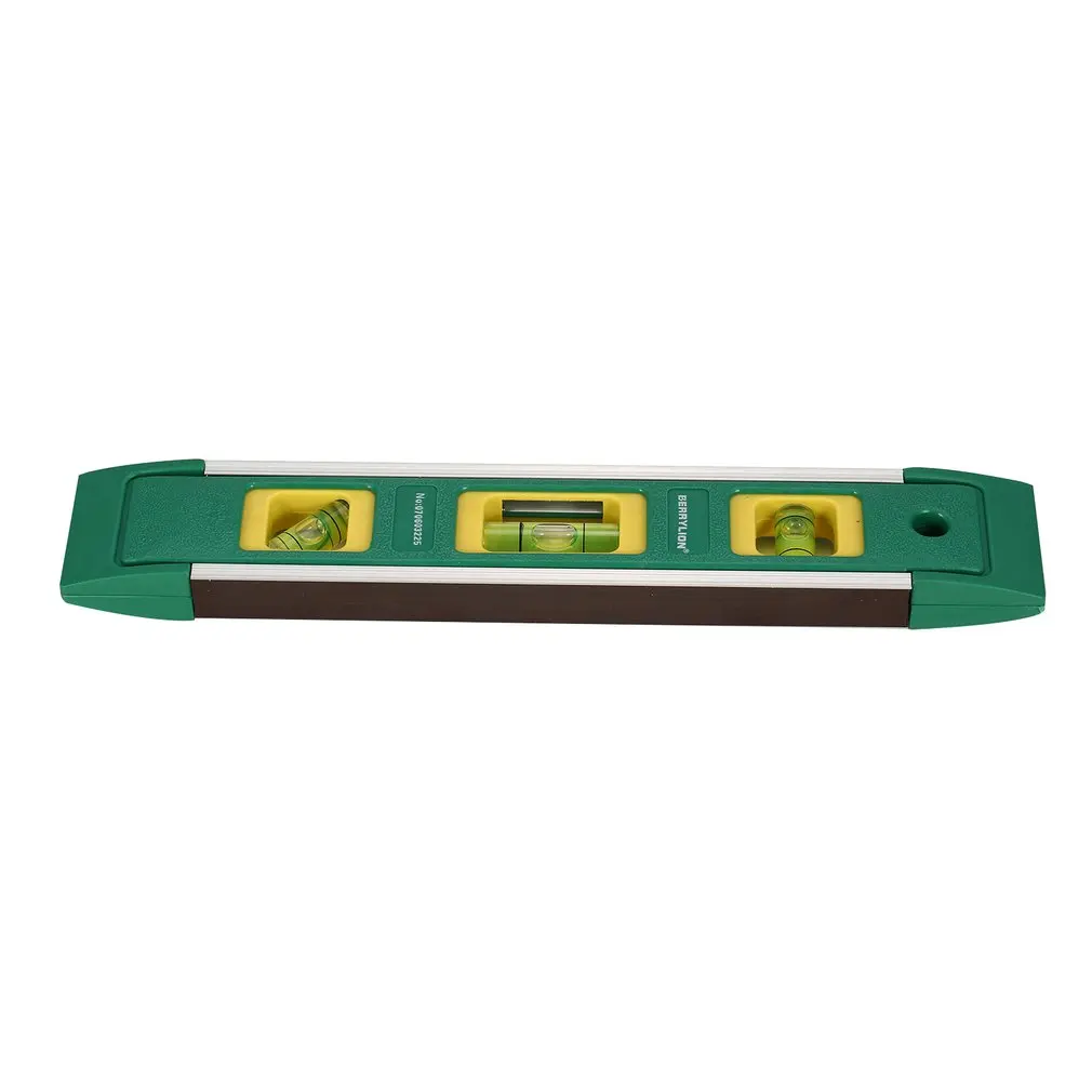 Torpedo Type Level 225mm Magnetic Gradienter Spirit 3 Fluorescent Bubble Ruler Horizontal Vertical Measuring Tool