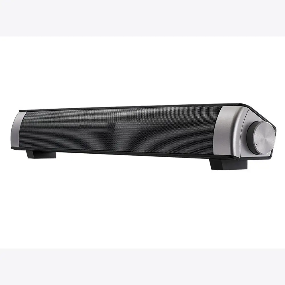 Черный USB Chargeable Bluetooth Soundbar Subwoofer Stereo Speaker for Computer Desktop Laptop PC High Sound Performance - Цвет: Черный
