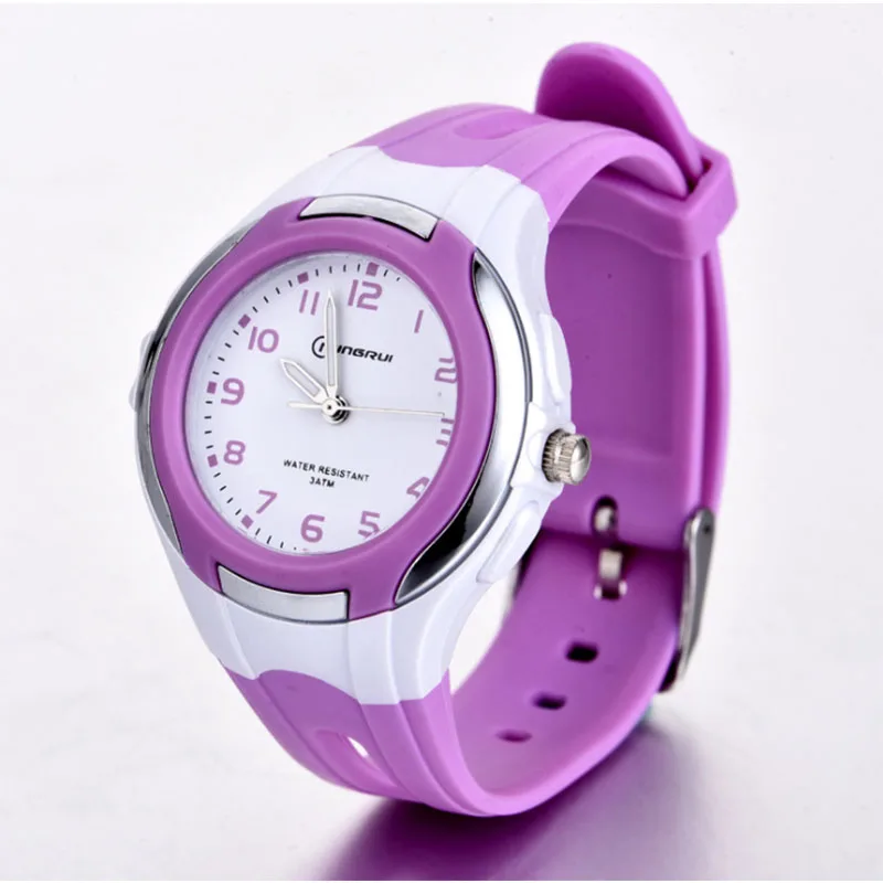 Purple No box Топ Новые Детские Водонепроницаемые Часы для мальчиков и девочек, светящиеся часы, модные трендовые кварцевые часы, студенческие учатся, рождественские подарки - Цвет: Purple No box