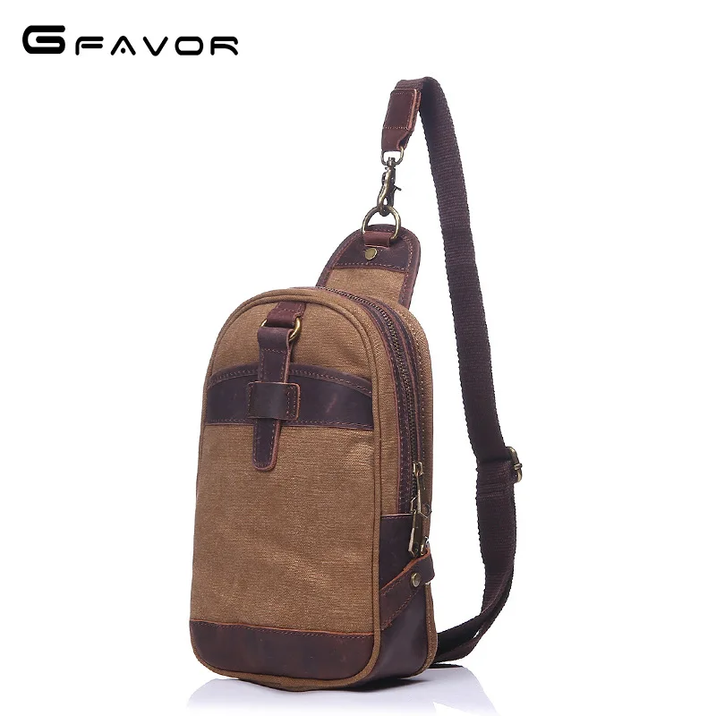 

SOURCE Retro Men's Bag Canvas Men Chest Pack Horse Leather Canvas Bag Crossbody Bag Men's Chest Bag Outdoor