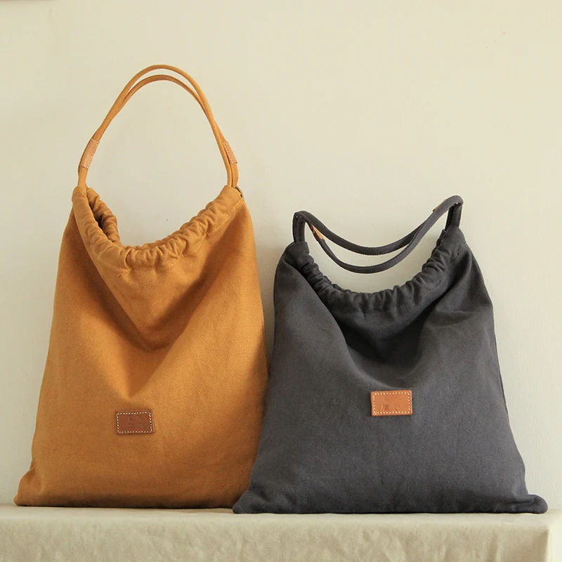 Women Canvas Fabric Big Capacity Hobo Handbag Female Soft Ecology Natural Cotton Daily Brief Simple Design Over Shoulder Bag | Багаж и