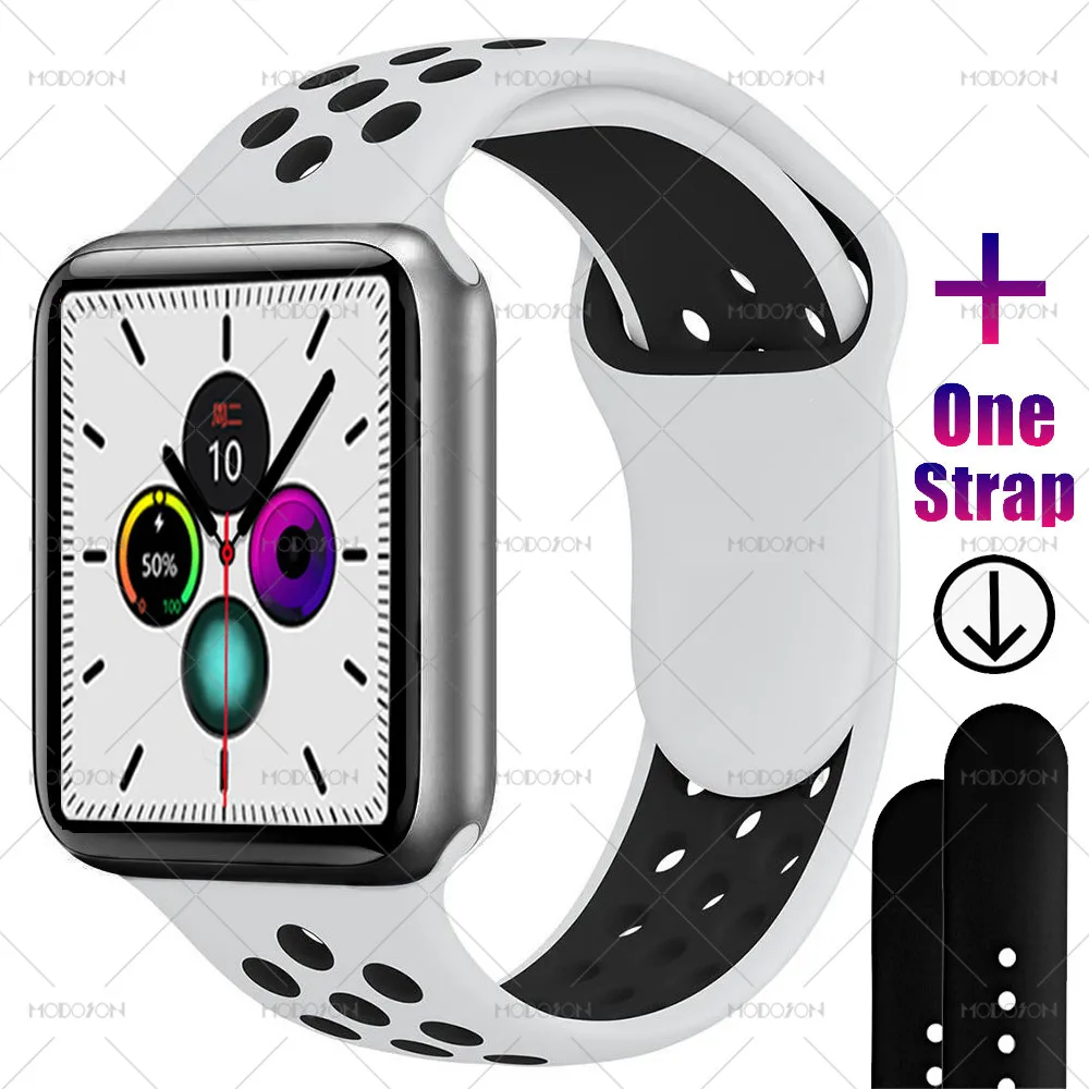 Black White Black MODOSON, умные часы iwo 12, серия 5, 30, с циферблатом, пульсометр, умные часы, фитнес-трекер, часы для Apple iphone, Android - Цвет: Black White Black