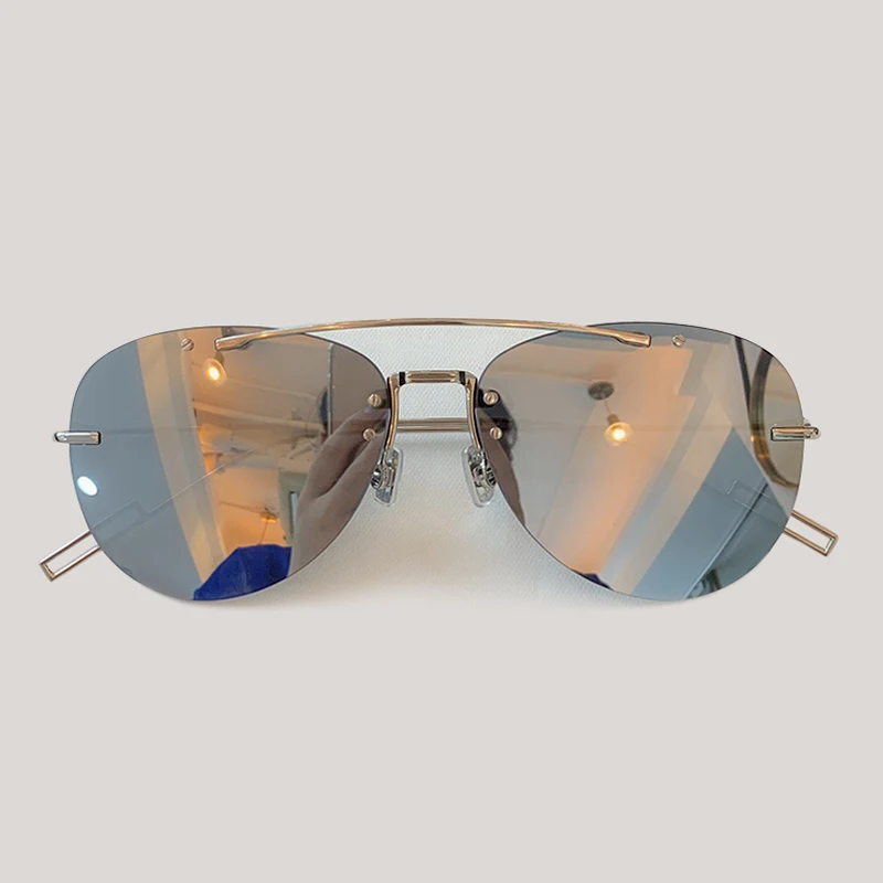 No.4 sunglasses Женские солнцезащитные очки без оправы, брендовые, высокое качество, gafas de sol hombre, винтажные, зеркальные, солнцезащитные очки для женщин - Цвет линз: No.4 sunglasses