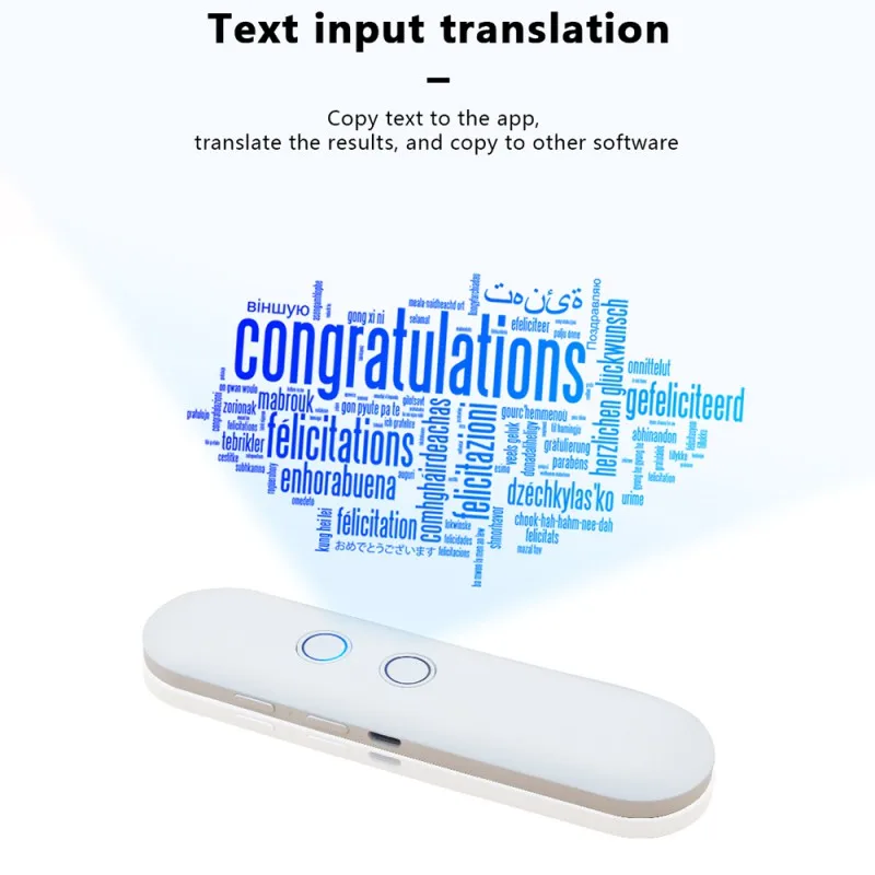 Двухсторонний легкий Транс умный голосовой переводчик портативный Bluetooth 5,0 42 language s