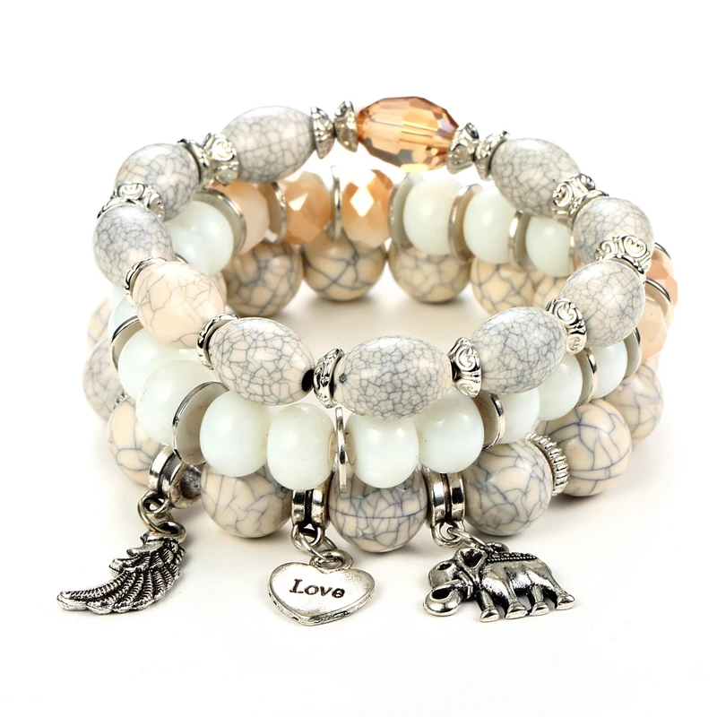 3 шт./компл. богемные эластичные браслеты для женщин Кристаллы ручной работы