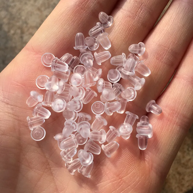 UJBOX 100/600/1000pcs! Jewelry Findings Accessories Ear Post Plugs Clear Soft Silicone Rubber Earring Backs Clasps Top Quality | Украшения