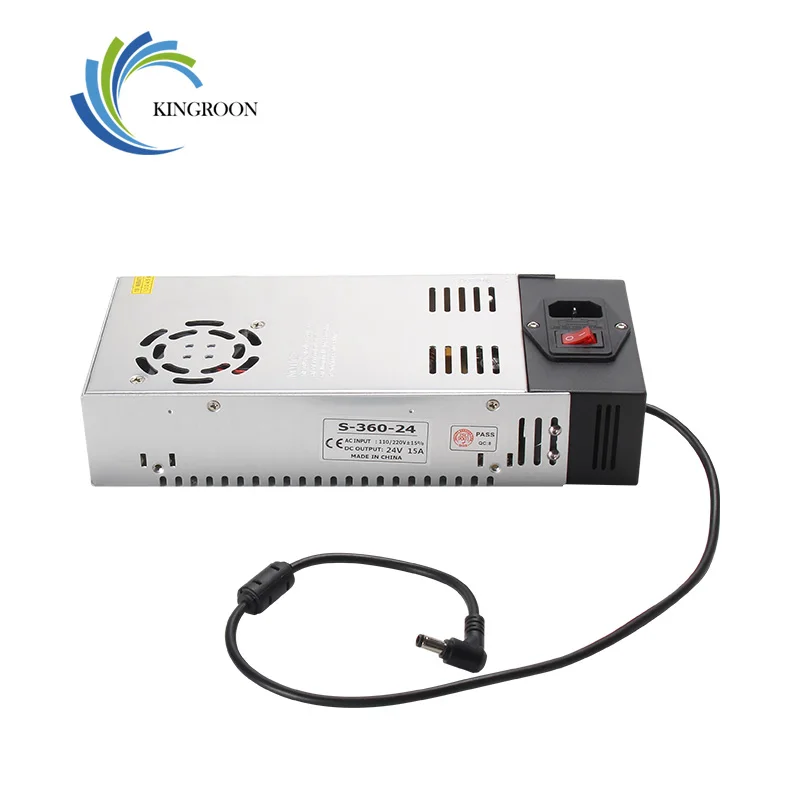 

KingRoon 24V 15A Power Supply Switch Transformer AC DC Universal Regulated Electronic Driver with 3D LED Strip Light for KP3