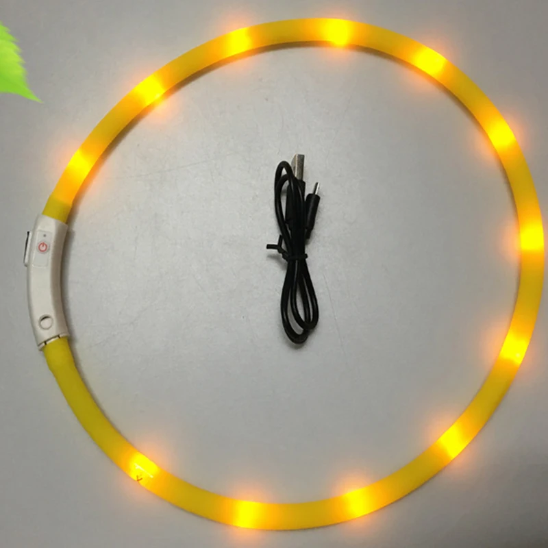 2 Ошейники для домашних собак кошек с зарядкой от USB, светящийся ночной ошейник, светодиодный светильник для собак, светящийся ошейник для домашних животных - Цвет: 2