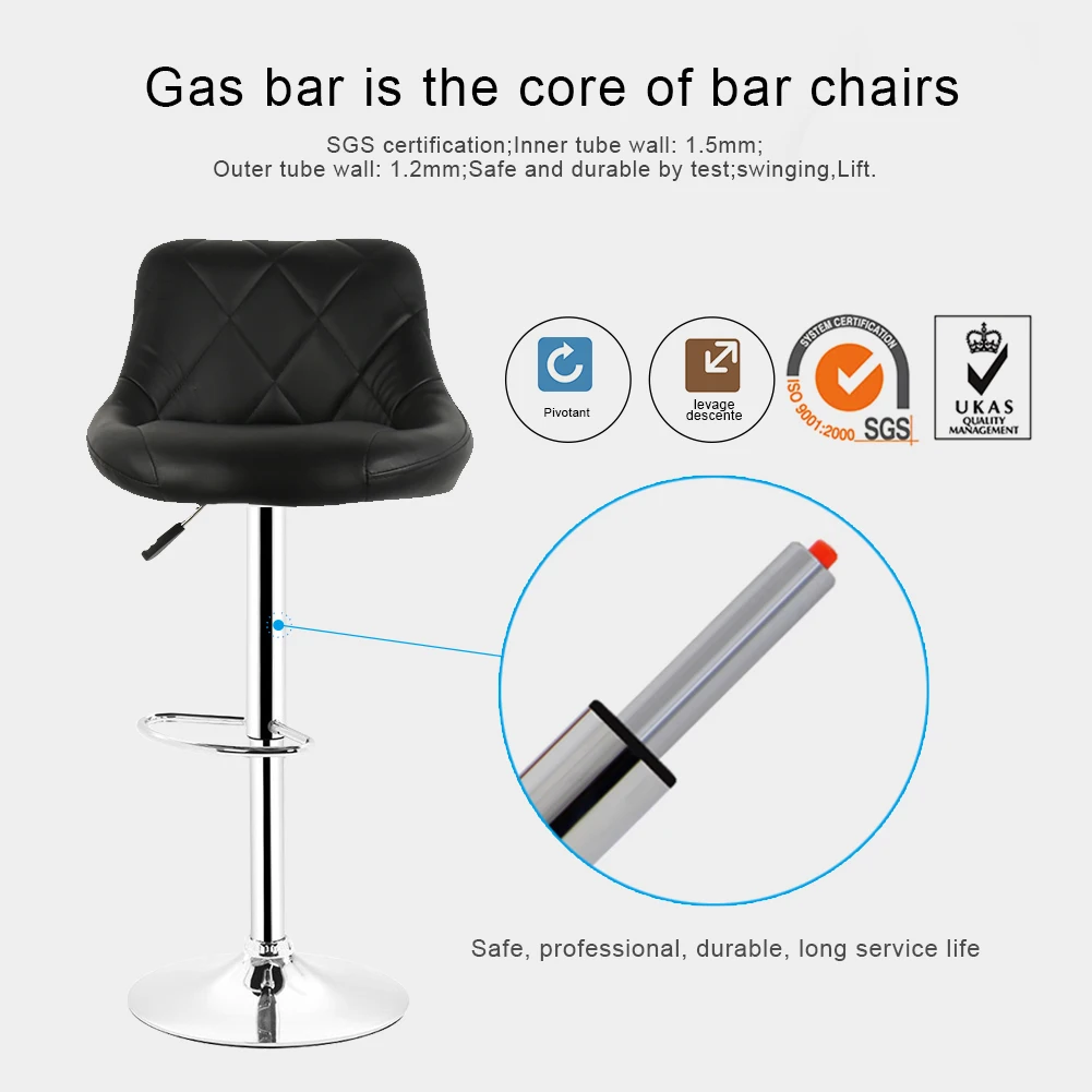  Bar Stools 2pcs Swivel Bar Chairs Lift Adjustable Height Bar Stools Synthetic Leather Rotated 360 c