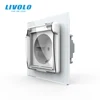 Livolo гнездо питания стандарта ЕС, белая стеклянная панель, AC 110 ~ 250V 16A настенная розетка с водонепроницаемой крышкой C7C1EUWF-11 ► Фото 1/5