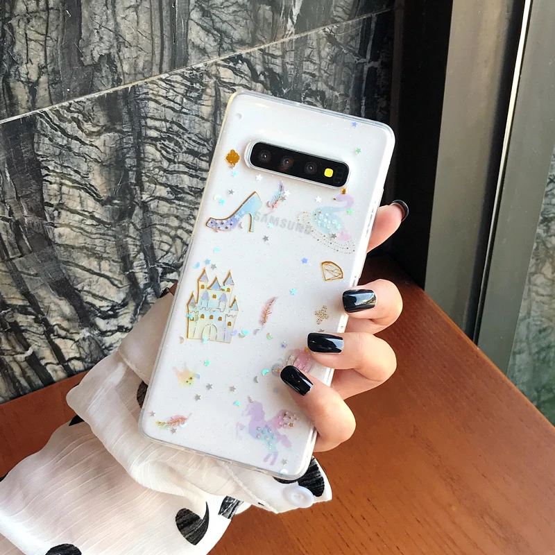 YHBBCASES шикарный замок мечты чистый мягкий чехол для samsung Note 10 8 9 блестящий чехол для телефона с блестками для samsung Galaxy S10 S9 Plus