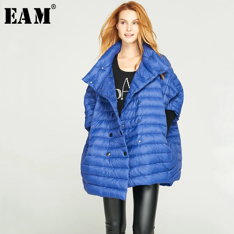 

[EAM] Loose Fit Oversize Double Breasted Down Jacket New Lapel Long Sleeve Warm Women Parkas Fashion Autumn Winter 2019 1A379
