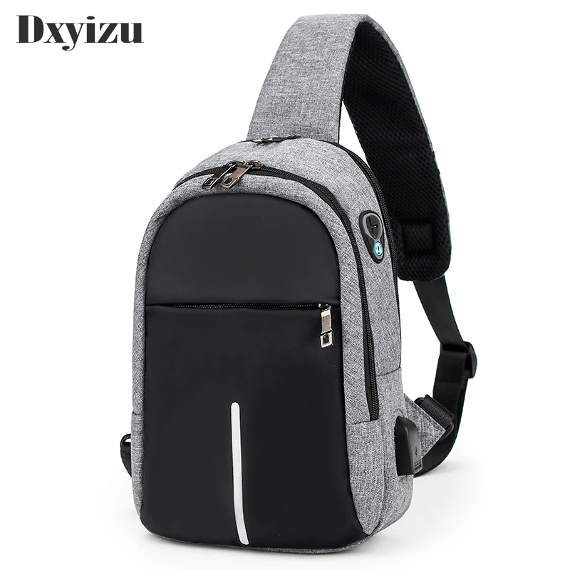 USB Charging Bag Men's Chest Cross-Border Reflective School Shoulder Diagonal Package Messenger Travel Men |