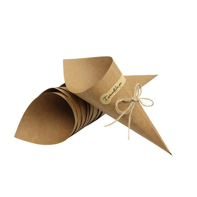 50PCS Hochzeit Konfetti Retro Kraft Papier Blütenblätter Süßigkeiten Platziert Natürliche Konfetti Kegel Für Hochzeit Geburtstag Party Dekoration – Detail 4
