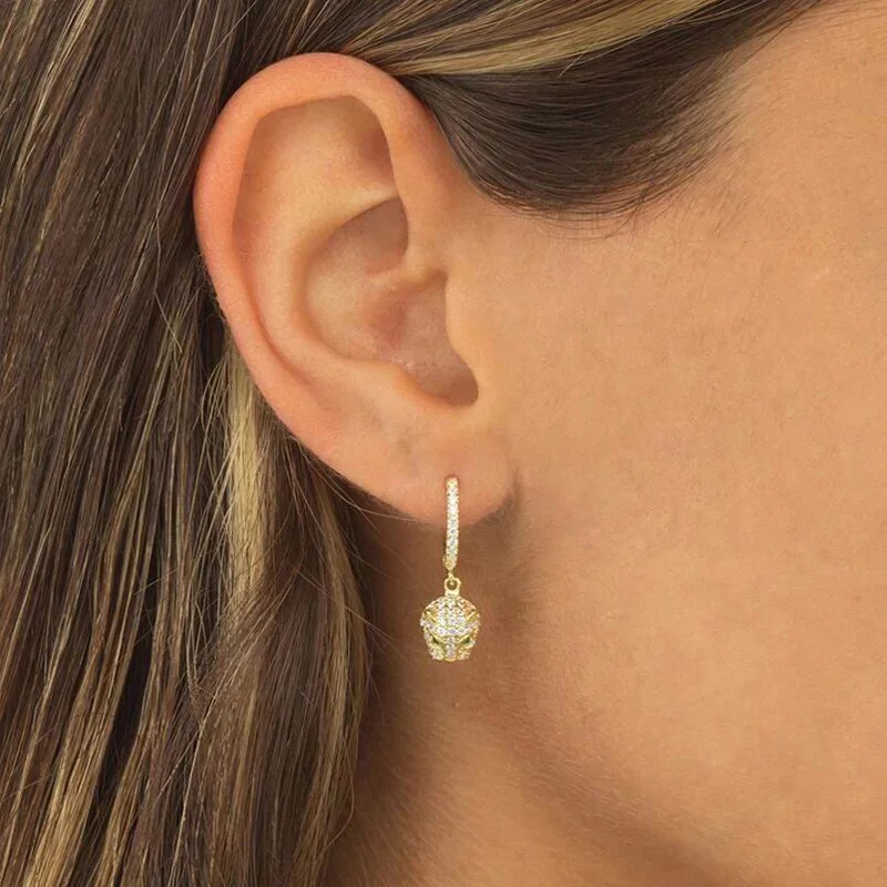 new trendy jewelry gold filled cute cool animal Panther design micro pave cz Leopard dangle earring drop shipping women | Украшения и