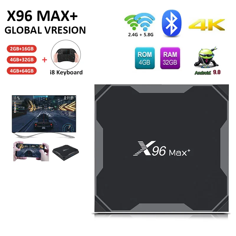 X96 Max Plus Smart TV Box Android9.0 Amlogic S905X3 Quad Core 4GB 32GB 64GB 2.4G&5.0G WIIF BT4.0 1000M 8K HD Set top box Netflix X96 Max Plus Smart TV Box Android9.0 Amlogic S905X3 Quad Core 4GB 32GB 64GB 2.4G&5.0G WIIF BT4.0 1000M 8K HD Set top box Netflix