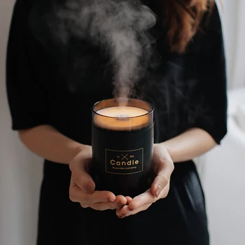 

280ML Table Mini Candle Humidifier Mute USB Mist Maker with Ambient Light Portable Humidifier on the Car/Bedroom