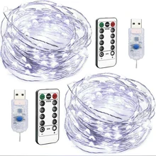 Медный провод светодиодный свет шнура Открытый водонепроницаемый праздник освещение для сказочной рождественской елки Свадебная вечеринка садовое украшение 5 м 10 м