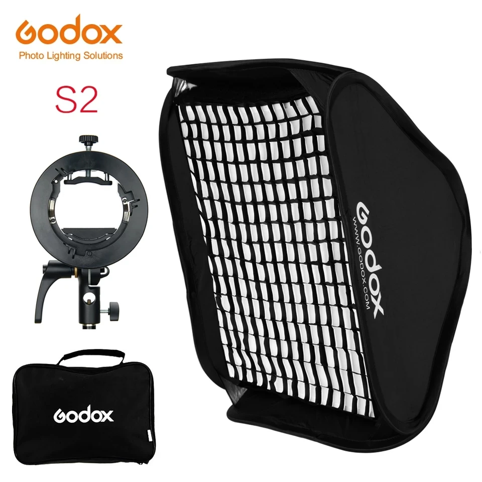 

Godox S2 Speedlite Flash Holder Bracket + Softbox Honeycomb Grid with Bowens Mount for Godox V1 TT685 V860II TT350 AD200 Flash