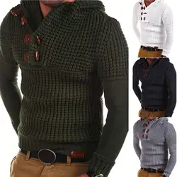 Горячая Распродажа размера плюс, зимний мужской вязаный Повседневный свитер, пуловер с капюшоном, трикотажная блузка, сохраняющая тепло, CXZ