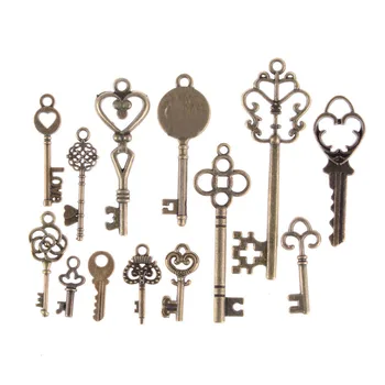 

13 Pcs Vintage Charms Mixed Keys Pendant Antique Bronze Key Charms Fit Bracelets Necklace DIY Metal Jewelry Making Wholesale