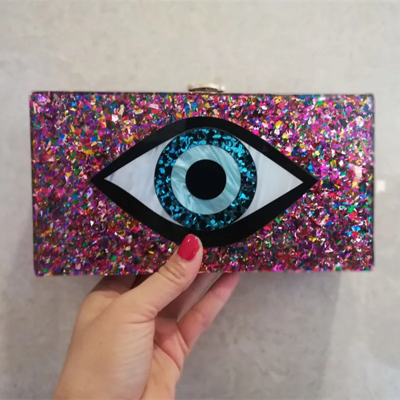 

Симпатичный кошелек от сглаза, сумка Evileyebag, женская модная индивидуальная жемчужная синяя цветная акриловая коробка, клатчи, кошелек, сумочки