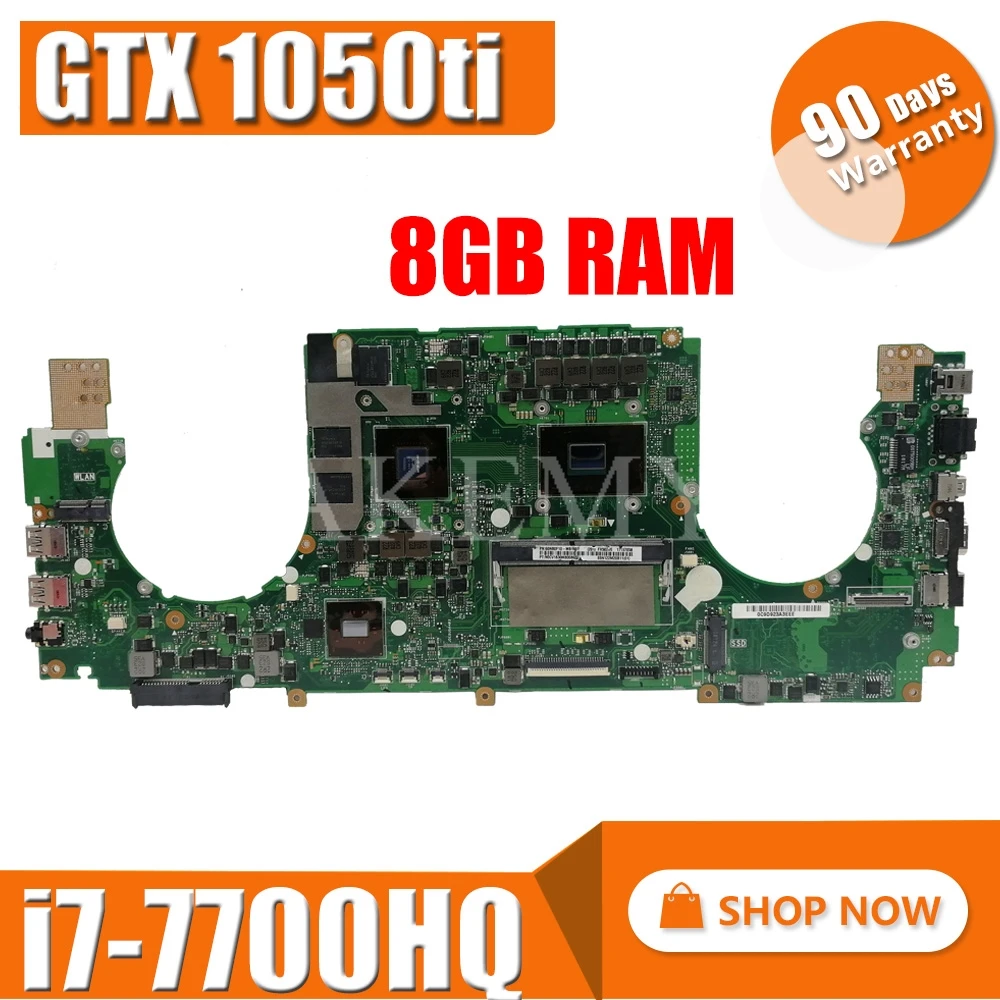 AKEMY FX502VE материнская плата для ноутбука For Asus TUF ZX60V ZX60VD FX502V 100% ТЕСТ ОК i7 7700HQ GTX 1050ti 8