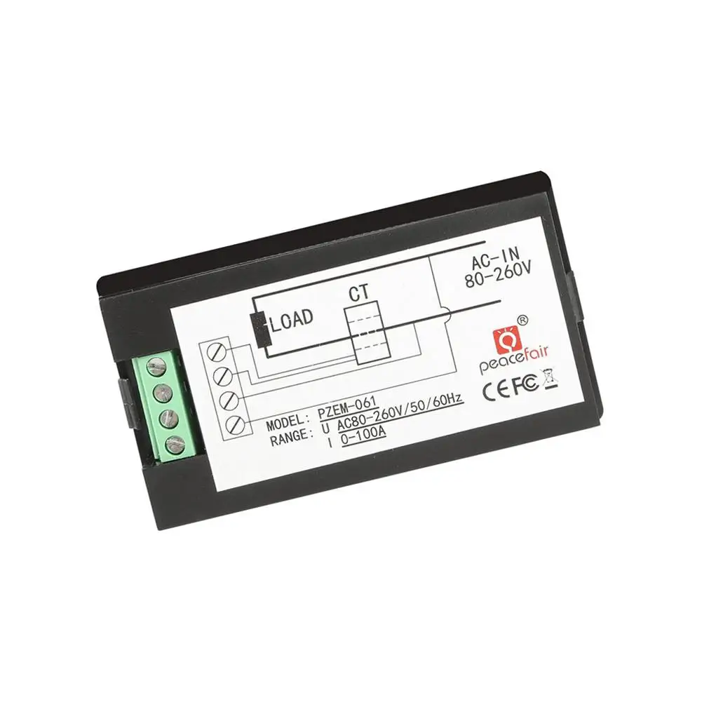 ЖК-дисплей AC 80-260V 0-100A цифровой вольт ватт Мощность счетчик; Амперметр; Вольтметр(QZ0028