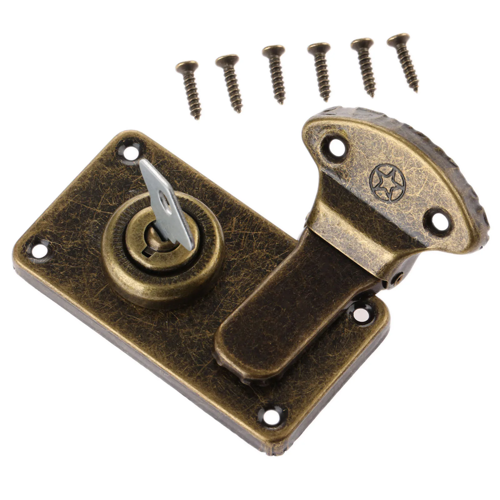 Furniture Hardware Toggle Latches Jewelry Box Hasp Decorative Latches Vintage Furniture Hardware Antique Box Latches Decorative Hasp Jewelry Wooden Box Suitcase Hasp Latch Toggle With Key and Screw