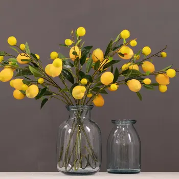 

Artificial Lemon Simulation Fruit Tree Branch Yellow Plastic Lemon Branch Decoration for Home decoration