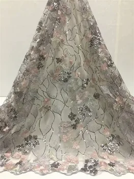 

High quality sequin embroidery French mesh lace African lace Nigeria fabric suitable for designer DIY party dress party skirt