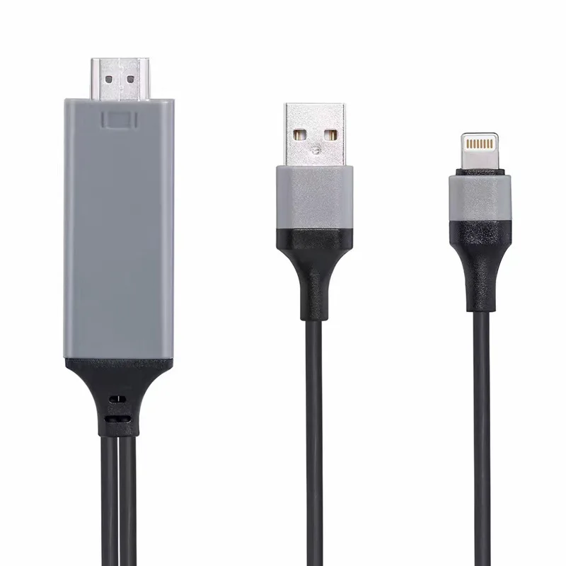 PLAY кабель системы освещения к HDMI с переходной USB кабель HDMI 1080P аудио адаптер конвертер кабель для iPhone X 8 7 6 ipad Mini Air Pro - Цвет: Black