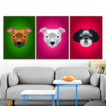 

Canvas Poster Abstract Oil Painting Colorful Dog Head Wall Decor Animals Wall Prints Kids Room Decor Cuadros Decoracion Salon