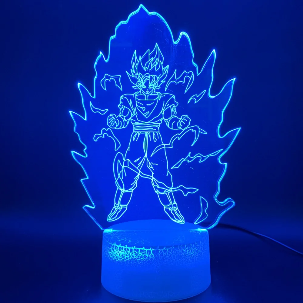 Awesome 3D Illusion Lamp Dragon Ball Z Goku Super Saiyan Figure Office Home Decoration Lamp Gift for Kids Child Led Night Light