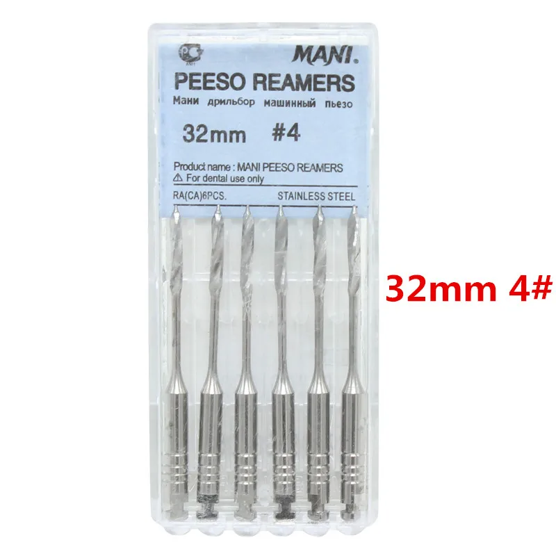 32mm 4 6 шт./кор. для детей возрастом 1-6# зубные эндодонтические файлы развертки дрель боры Peeso фрезы эндо файлы Peeso стоматологических инструментов стоматологическое лабораторное инструмент - Цвет: 32mm 4