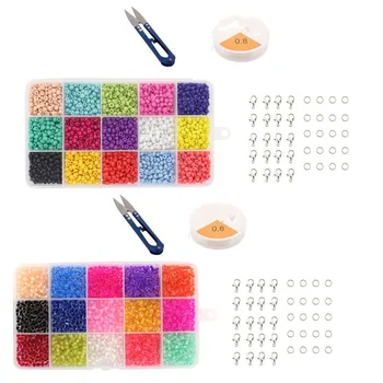 

15 Assorted Colors 3mm Mini Pony Glass Seed Bead DIY Beading Bracelet Necklaces Key Chains Jewelry Making Art Crafting Accessory