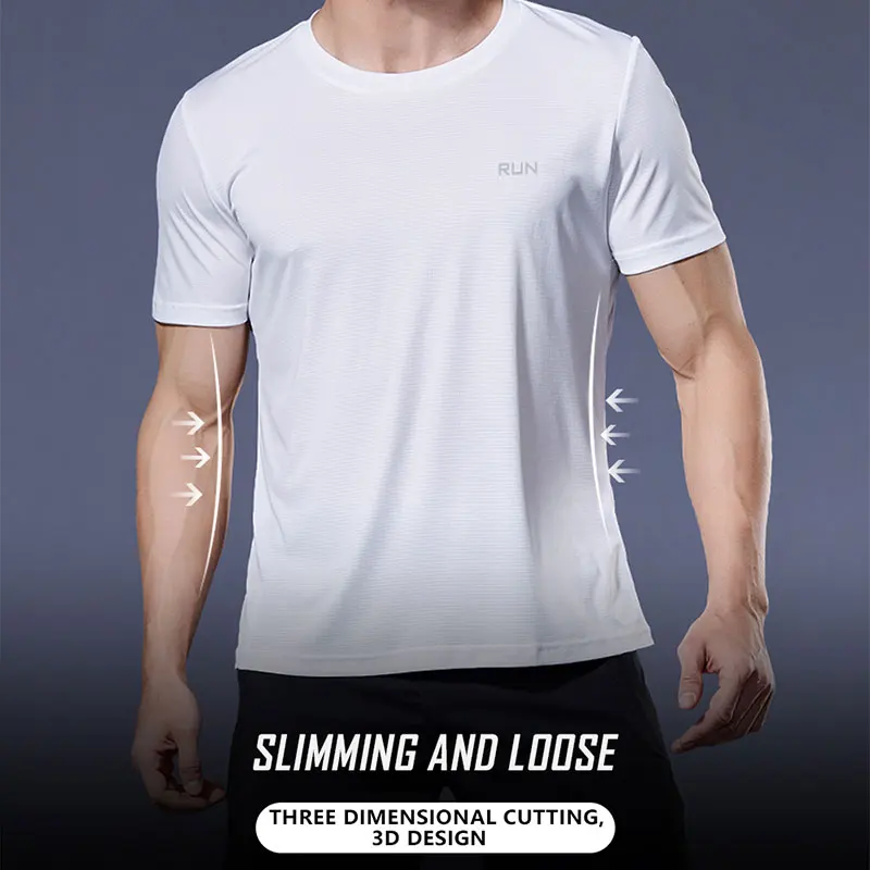 Camiseta deportiva de poliéster para hombre, camisa de manga corta para correr, entrenamiento, Fitness, 2024